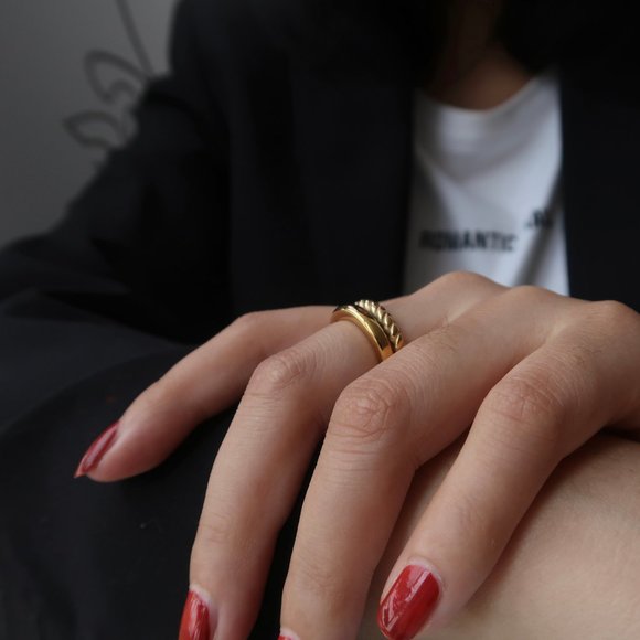 NEW 18K Gold Plated Double Layer Open Ring 0 - Picture 7 of 7